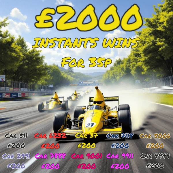 £2000 INSTANTS for 35p (CAN YOU GET ON THE GRID) £100 MAIN PRIZE DRAW